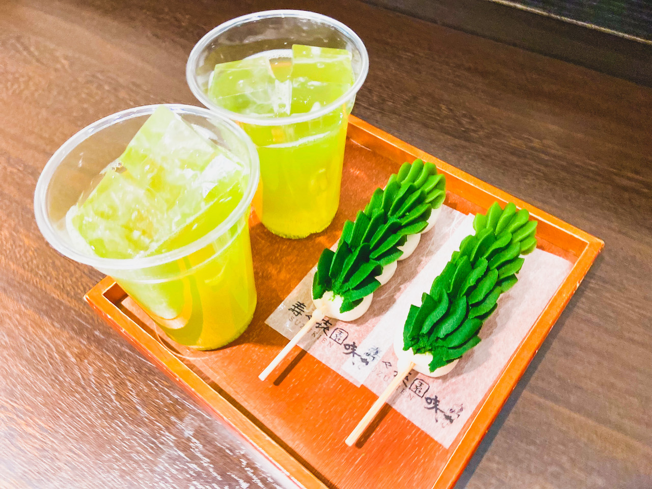 Matcha flavored Dango at Suzukien in Asakusa, Tokyo